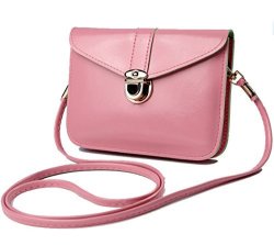 Women Edfamily Girls MINI Handbags Leather Crossbody Single Shoulder Bag Cellphone Pouch Purse Wallet Pink