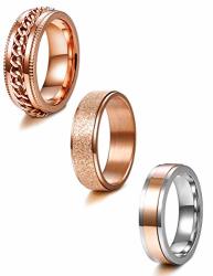 Jstyle 3PCS Stainless Steel Fidget Band Rings For Women Mens Cool Spinner Rings 6 8MM Wide Wedding Pormise Band Ring Set Rose Gold ...