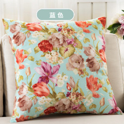 Pastoral Flower Linern Cushion Cover - Blue 45x45cm