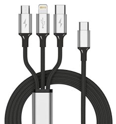Multi Charger Cable Acessorz 3 In 1 Mutiple Nylon Braided 3A Charging Cable USB Type C To Lightning micro type-c Cable Cord Adapter For Samsung Iphone