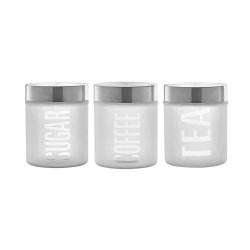 3PCE Frosted Glass T-c-s Canister Set