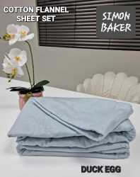 Simon Baker - Cotton Flannel Sheet Set - Duck Egg - Double Bed