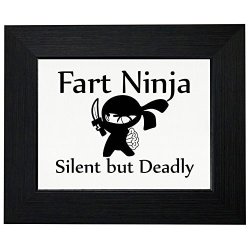 Royal Prints Fart Ninja - Silent But Deadly - Funny Farting Samurai Framed Print Poster Wall Or Desk Mount Options