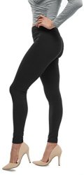 SOFT Cotton Full Length High Waisted Workout Leggings - Best Selling Colors - Black Large