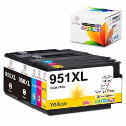 Miss Deer Compatible Ink Cartridge Replacement For Hp 950XL 951XL Compatible With Hp Officejet Pro 8600 8610 8620 8630 8100 8640 8660 8615 8625 251DW 271DW 276DW Printer 1 SET+1 Black