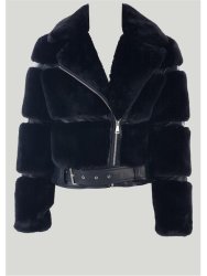 Sissy Boy J28408 Ladies Fashion Faux Fur Jacket Black - Black XL