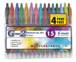 G-2 0.7 Gel Retractable Pen - Wallet Of 15 Basic Colours