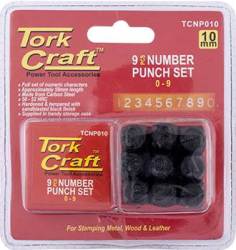 Tork Craft Number Punch Set 10MM 0-9MM Black Finish