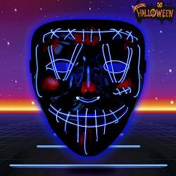 Halloween Mask LED Purge Mask Light Up Scary Mask For Festival Parties Cosplay Costume