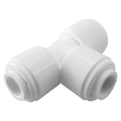 Puresec 2017 UTA14TU38X2 MINI White Plastic Quick Fitting Union Tee Connector For Tubing Od 1 4" Or 3 8" In Ro System Refrigerator Ice Maker Coffee