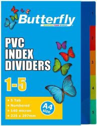 File Dividers 140 Micron Pp - Numbered 1-5 Pack Of 5