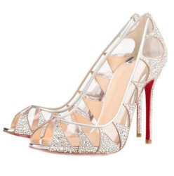 Cinderella Crystal Wedding Shoes 2018 Transparent Peep Toe 9 Cm High Heel White Women Pumps