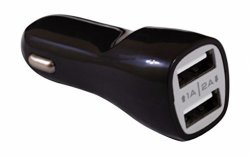 Readyplug USB Car Charger For Sony A6000 2 ILCE-6000 Digital Camera 2 USB Dual Port Charging Black - Glows Blue