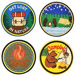 Riao-tech 4PCS Camping Camper Travel Hiking Adventure Patches Sew On Iron On Patch Set For Clothing Jackets Backpacks