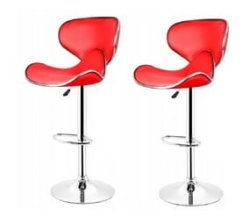 Bar Stools Kitchen Counter Chairs - Pack Of Two Red Colour