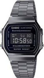Casio Retro A168WGG-1BDF Black Chrome Black Digital Stainless Steel Watch