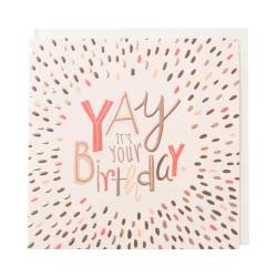 Female Birthday Yay Starburst Square Foil Card