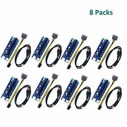 Glotrends 8-PACK Pci-e Riser Board Adapter Card For Cryptocurrency Mining Btc Eth Rig Ethereum USB 3.0 To Pci-e 16X 70CM USB 3.0 Extension Cable
