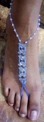 Kutula Barefoot Sandals - Hand Beaded Blue & Clear Glass Metal Plastic - 1 X Pair Size 7-8