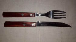 Steak Knife & Fork Set With Wooden Handle 2pc