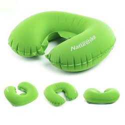 Naturehike Portable Folding Air Inflatable Pillow Outdoor Travel Kits Neck Blow Up Cushio... - Green