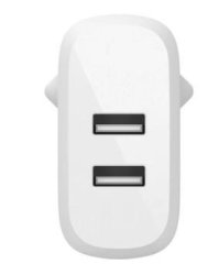 Belkin Boostcharge 24W Dual Usb-a Pd 3.0 Pps Wall Charger With Usb-c Cable - White