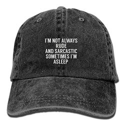 I'm Not Always Rude And Sarcastic Sometimes I'm Asleep Adjustable Washed Cap Cowboy Baseball Hat Black