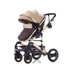 2 In 1 Travel System Pushchair Pram Lightweight Baby Stroller - Brown