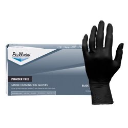 Proworks GL-N145FX Disposable Glove Exam Grade 5 Mil Nitrile 0.01" Height 5" Wide 9.5" Length XL Black Pack Of 100