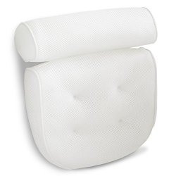Viventive Luxury Spa Bath Pillow With Head Neck Shoulder And Back Support. Non-slip Extra Thick Soft And Large 14X13IN For The Ultimate Relaxation Experience.
