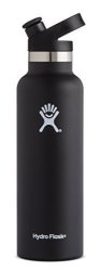 Hydro Flask Stainless Steel Vacuum Insulated Sports Water Bottle With Cap Black 21 Ounce