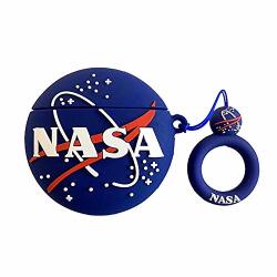 Ultra Thick Soft Silicone Blue Nasa Ball Case With Strap For Apple Airpods 1 2 Wireless Earbuds Outer Space Galaxy 3D Cartoon Fun Cool