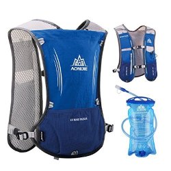Triwonder Hydration Pack Backpack 5L Marathoner Running Race Hydration Vest Blue - With 1.5L Water Bladder