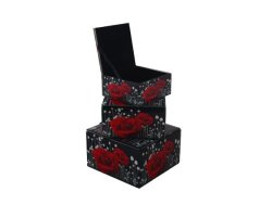 Cottonbox Square Jewellery Box Set - Red Rose