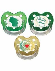 Baby Nova- Silicone Orthodontic Baby Pacifier 3 Pack - Each With Travel Cover - 6 Months And Older - Wisconsin