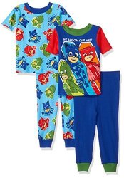 Pj Mask Toddler Boys' Bedtime Heroes 4-PIECE Cotton Pajama Set Blue Night 3T