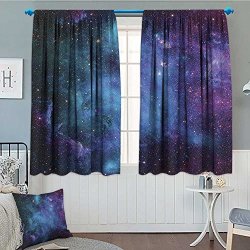 Septsonne-home Space Decorations Thermal room Darkening Window Curtains Galaxy Stars In Space Celestial Astronomic Planets In The Universe Milky Way Print Decor Curtains By 72"X63"