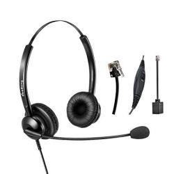 Wired Telephone Headset Binaural Call Center RJ9 Headset With Microphone Noise Cancelling For Landline Phone Avaya Plantronics Polycom Siemens Snom Toshiba Mitel Nec Nortel Alcatel