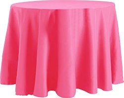 108 Inch Round Tablecloth Flame Retardant Basic Polyester Neon Pink