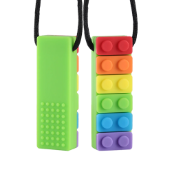 Sensory Chewable Necklace Rainbow Brick - Green