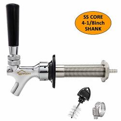 Ferroday 4-1 8 Inch Shank Stainless Steel Core Beer Faucet Draft Beer Faucet Chrome Plated Beer Tap No-rust No-leak Beer Faucet For Homebrew 1 4 Barbed Fitting